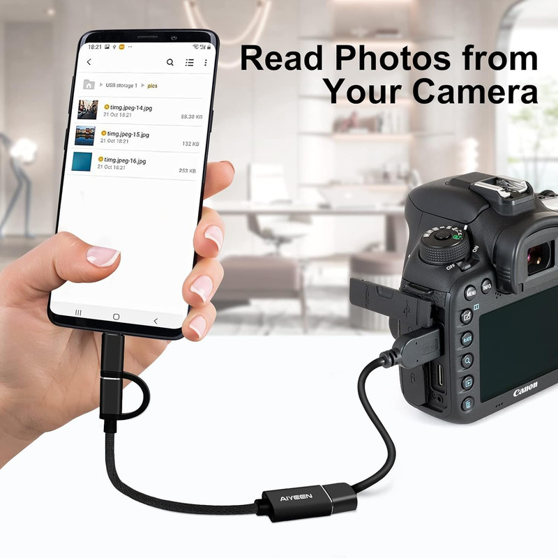 Usb-C/Micro to USB Adapter, 2-In-1 USB 3.0, OTG Adapter Cable, Compatible with M gallery