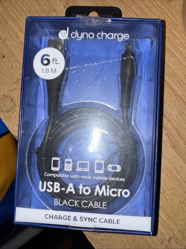 Dyno Charge USB-A to Micro Charge & Sync Cable For Micro USB Devices 6ft /1.8m