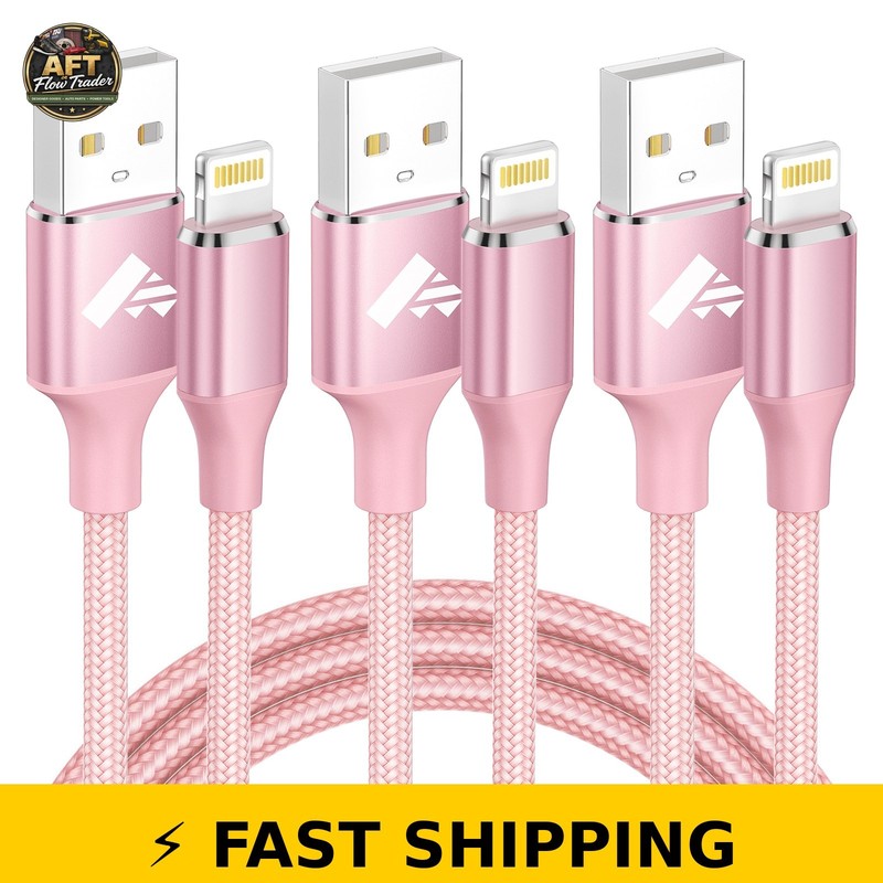 XUDUO 10FT iPhone Charging Cables 3 Pack – Pink