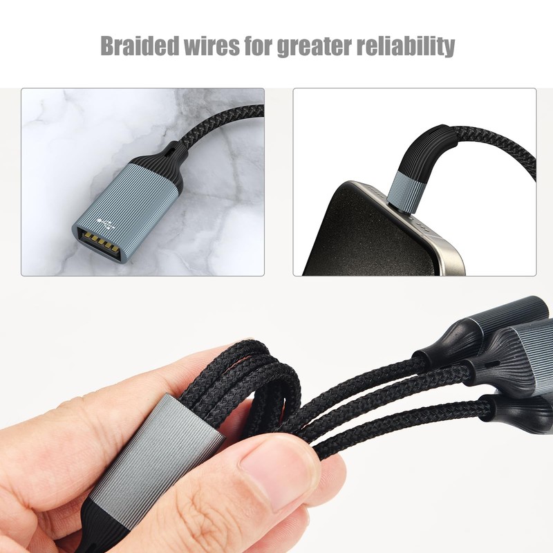 12 Pack USB Type C Male To 2 USB Female Cord Converter USBC Splitter Y Cable gallery