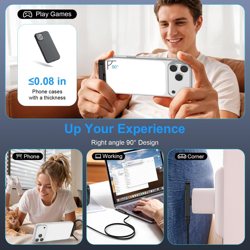 Invisible Stand Charger Cable 240w Fast Charging USB C to C Braided Black gallery