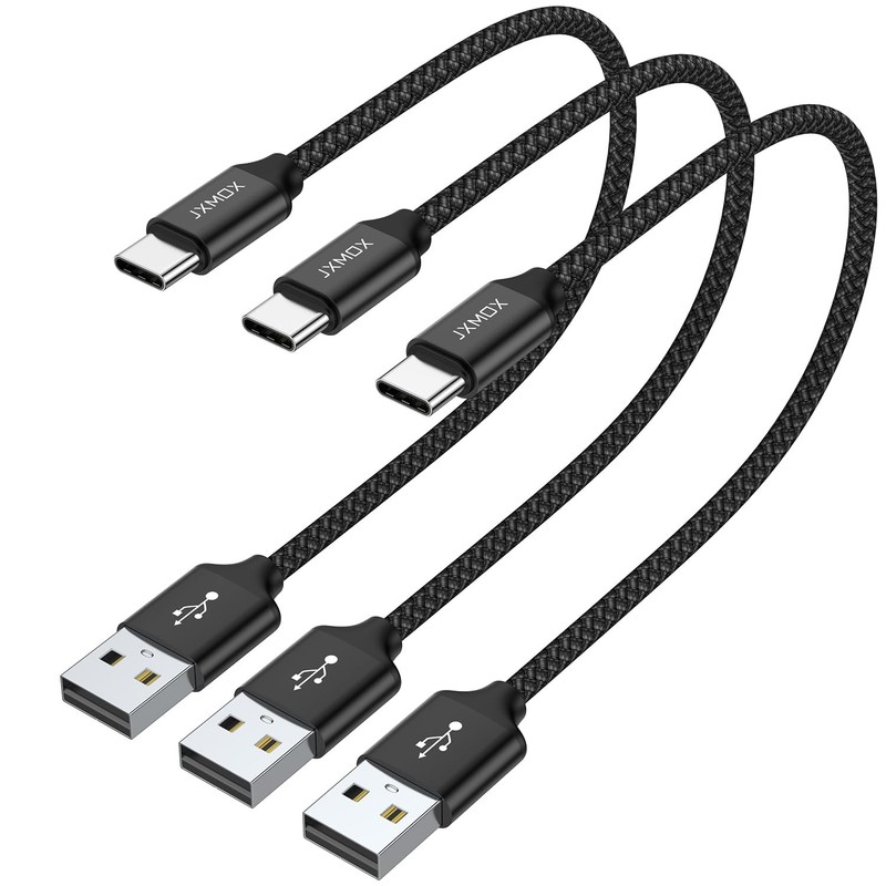 JXMOX Short USB C Cable 1ft 3-Pack, USB A to Type-C Charger Cord 3.1A Fast Ch…