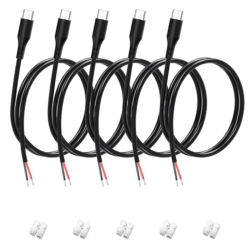 USB C Pigtail Cable - 5PCS USB C to 2 Pin Bare Wire 22AWG Power Cable 1M/3.2F...