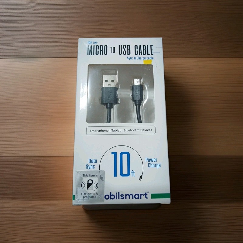Micro to USB Cable 10 ft Mobilsmart Sync and Charge Smartphone Tablet