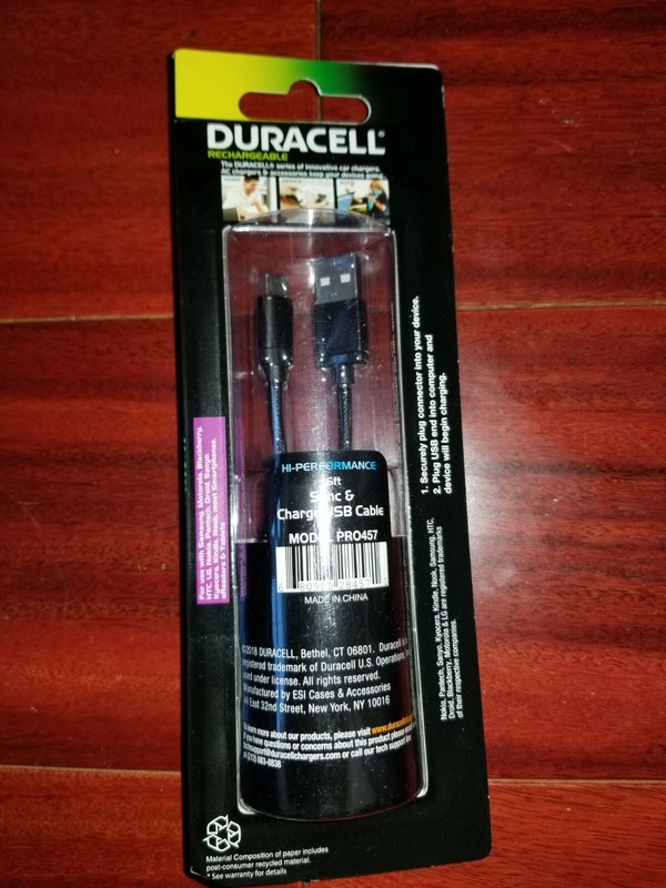 Duracell Sync-And-Charge Fabric 6" Cable, USB-To-Micro USB in Black - PRO457 gallery