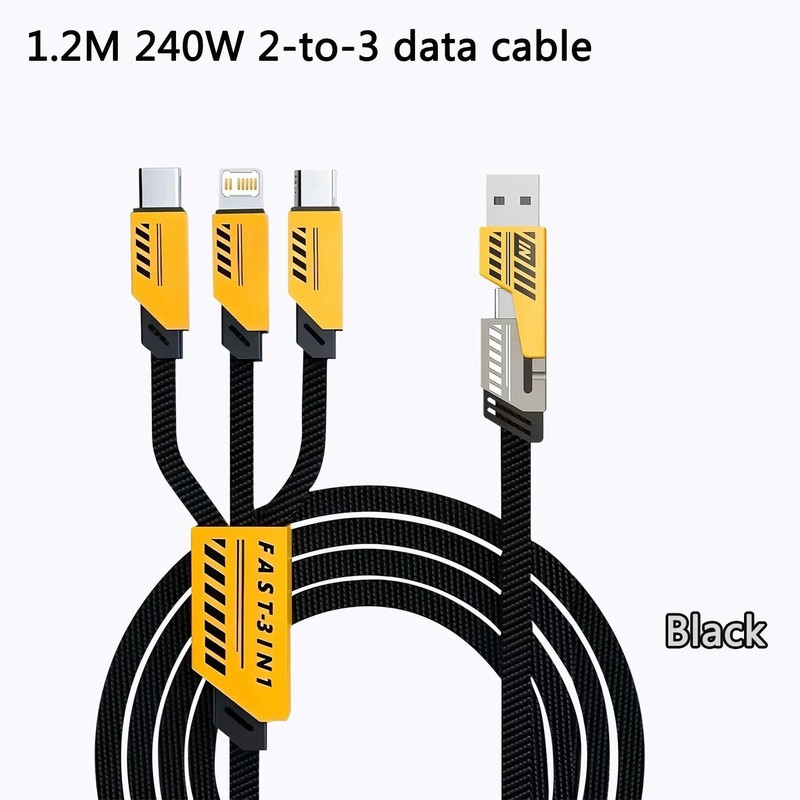 3 In 2 240W Fast Charging Cord For Micro USB Type C Charger Cable 1.2m Multi Usb gallery