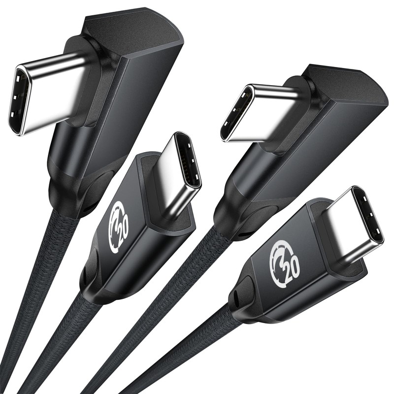 USB C Right Angle Cable 100W 15ft 2Pack, 4K Video Long USBC to USBC 3.2 Gen2x...
