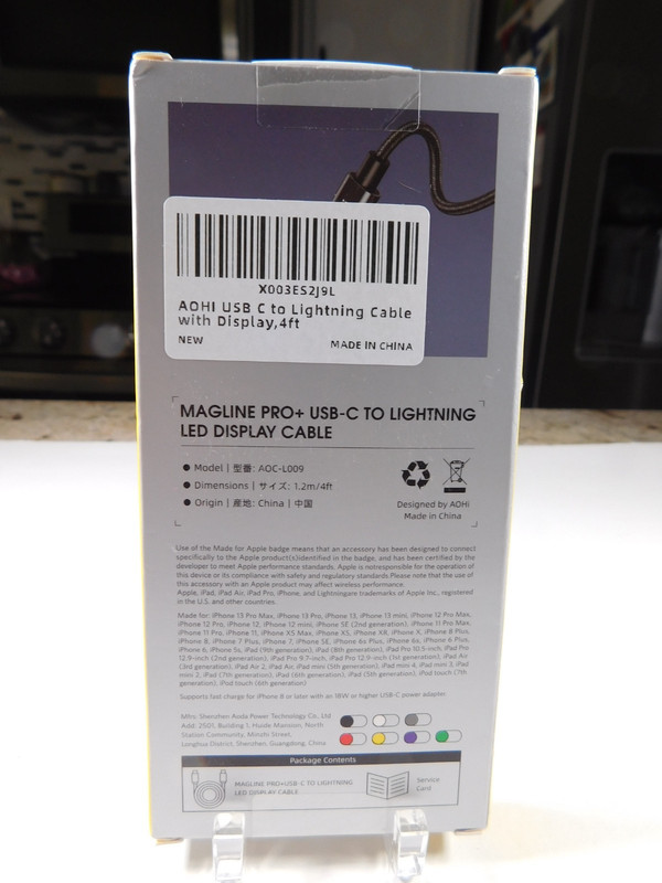 AOHI USB-C to Lighting MFI Cert Cable w/LED Display 4 FT Yellow iPhone iPad gallery