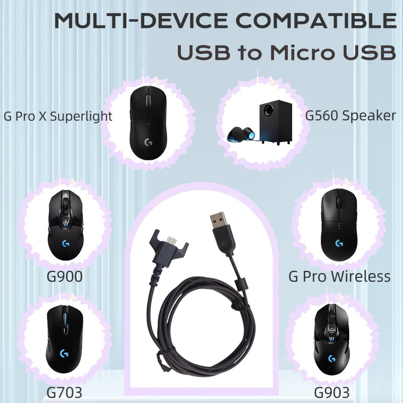 Usb Charging Cable Compatible with G403 G703 G900 G903 G Pro Wireless G560 gallery