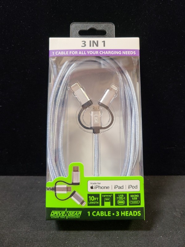 3 in 1 Fast USB Charging Cable Universal Multi Function Cell Phone Charger Cord