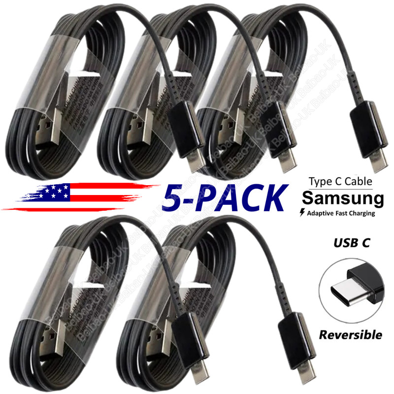 5-Pack USB Type C Cable Lot Fast Charger Cable Cord For Samsung S22 S21 Android