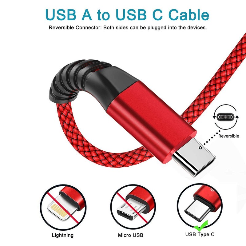 Braided USB Type-C USB-C to USB-A Fast Charge Cable Charger Lot Charging Cord gallery