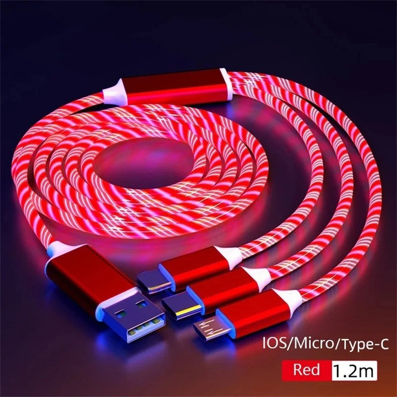 LED 3 in 1 Fast Charging Cable USB Type C Charger Cord for iPhone Samsung gallery