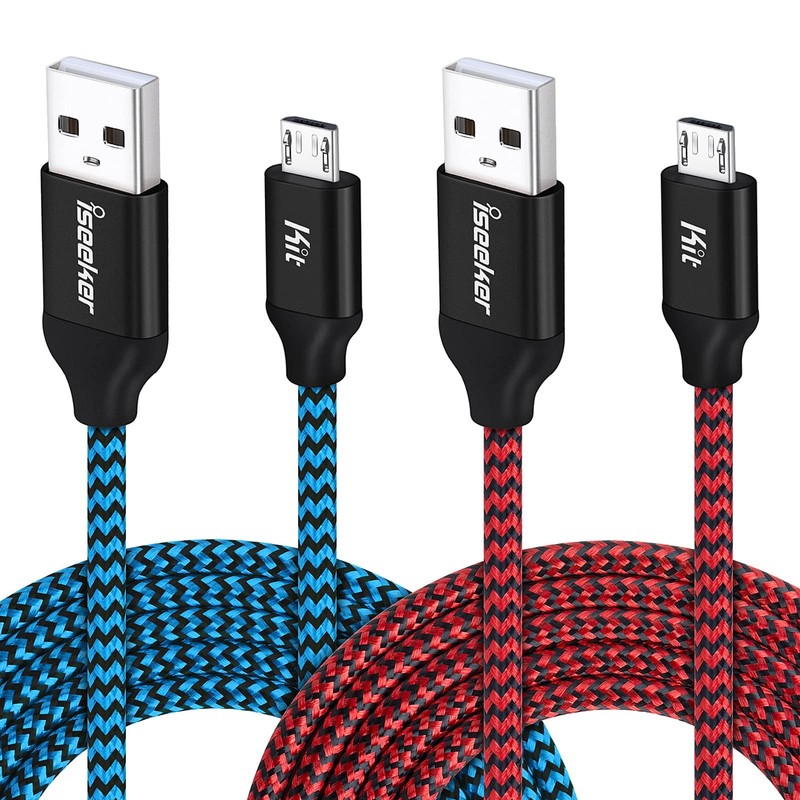 Micro USB Cable 15ft,Extra Long Braided Android Charging Cords, 2Pack Colorfu...