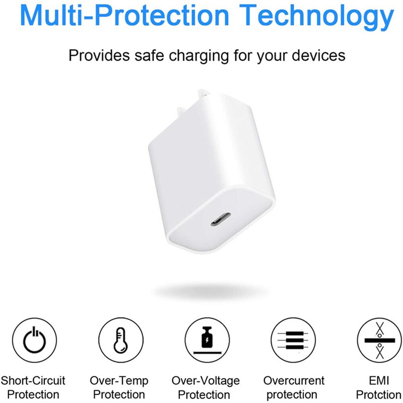 For Android iPhone 15 iPad Pro 20W PD Fast Wall Charger Dual USB C Type C Cable gallery