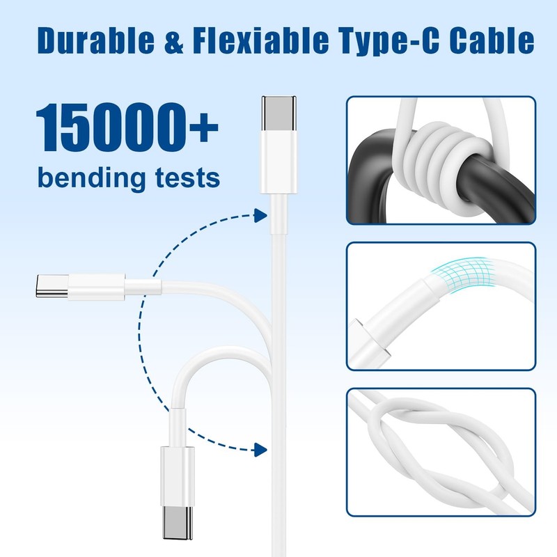 3 Pack 3ft 6ft 10ft USB C to C Fast Charger Cable Type C Charging Cord Lead gallery