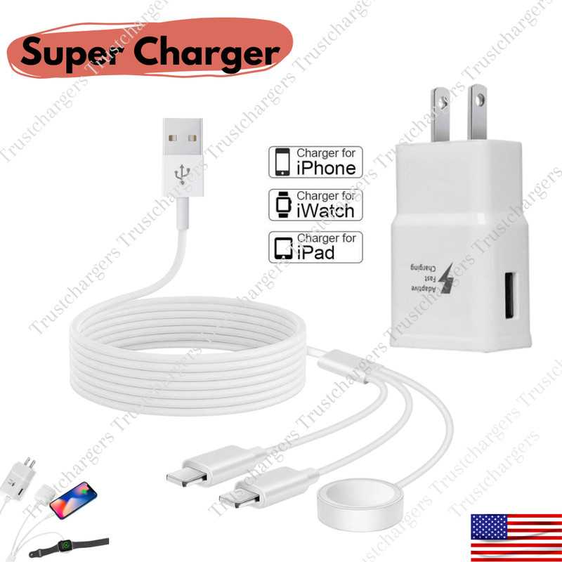 2/3 in 1 USB Magnetic Charger Cable For iPhone Apple Watch 7/6/5/4/3/2/1/SE Cord