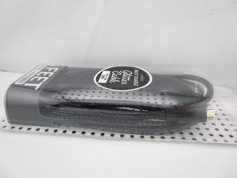 Glitter Micro-USB Cable BLACK SPARKLE Fast Charging 6 FEET - Brand NEW! gallery