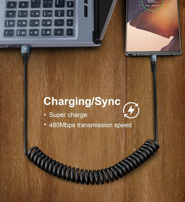 USB Type C Charger Cable Fast Charging, [2-Pack, 3Ft] Coiled USB a to Type C Cha gallery