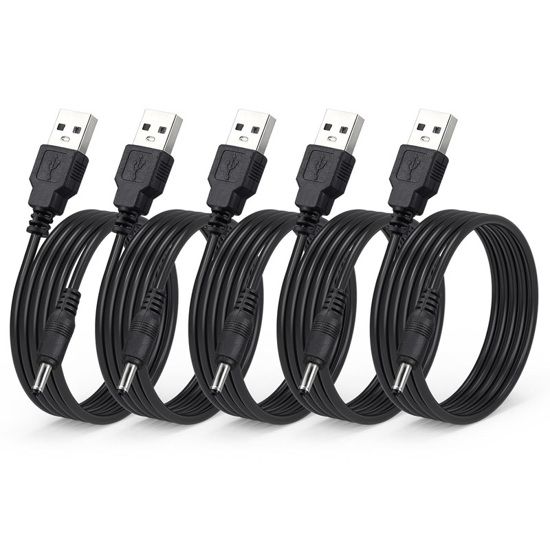 5-Pack DC 5V Power Cord, USB to DC 3.5Mm X 1.35Mm round Barrel Plug Charging Cab
