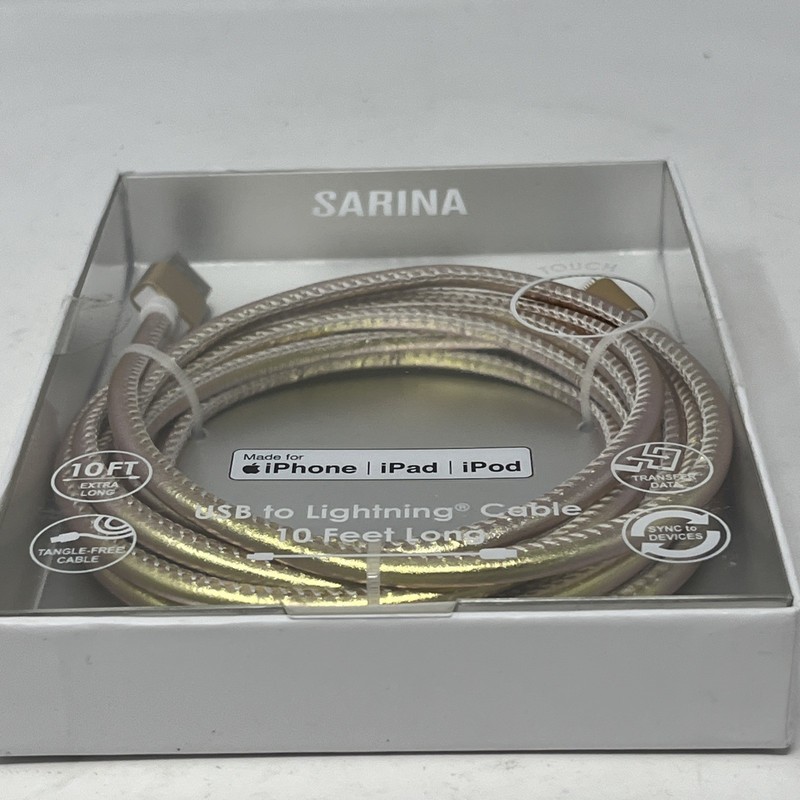 USB To Apple Ports Cable 10 Feet, Gold Fast Charging For iPhone, iPad, iPod New gallery