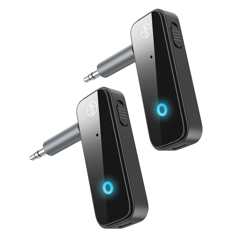 2 Pack Aux Bluetooth Adapter for Car, 2 in 1 Bluetooth 5.3 Transmitter Receiv…