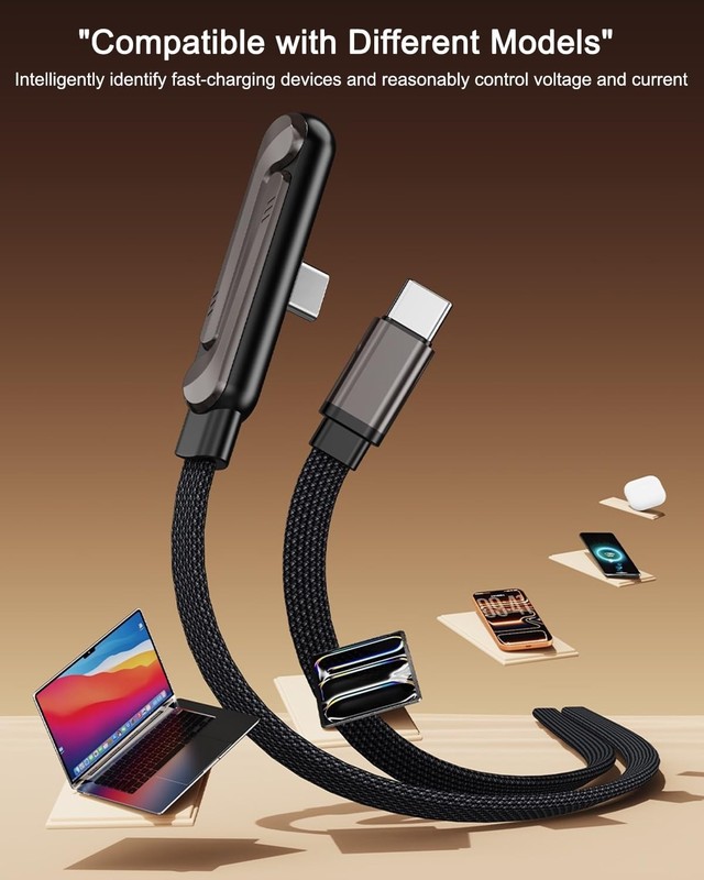 240W Braided Fast Charge Cable Builtin Phone Stand 2in1 TypeC 5FT Gaming gallery