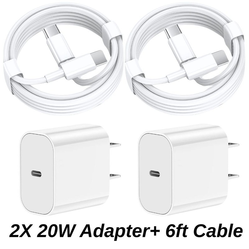 2X For iPhone 17 16E 15 14 13 12 11 PD 20W Type C Cable USB C Fast Charger Block