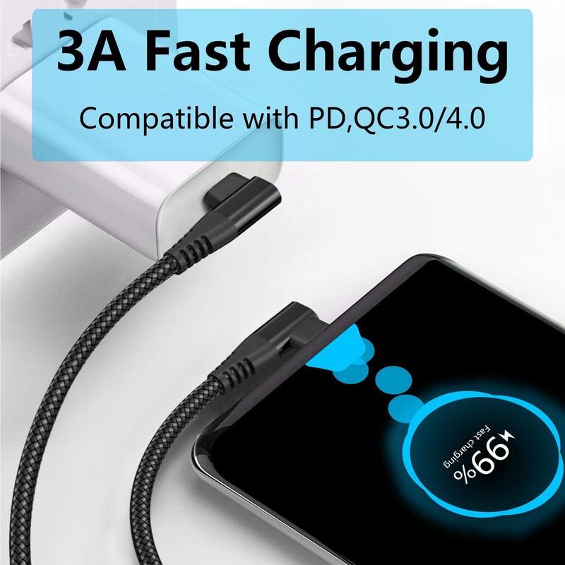 Right Angle USB C to USB C Cable 2M/6FT 90 Degree 60W PD Fast Charging gallery