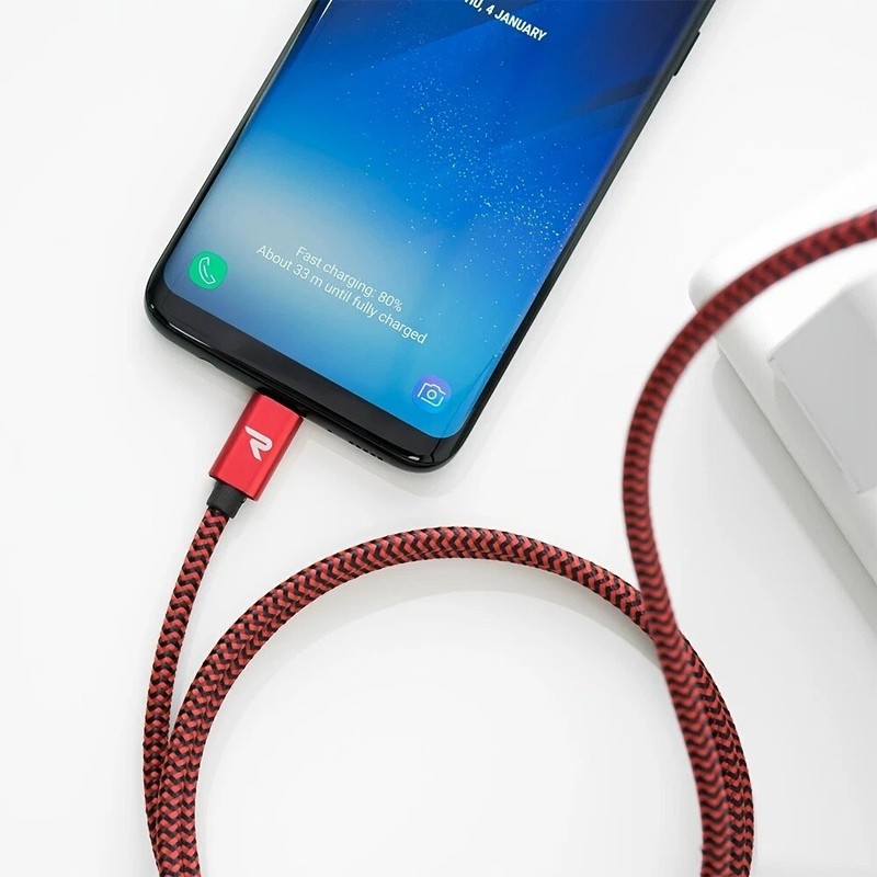 USB-C to USB-3.0 Cable Fast Charger 480Mbps Nylon Cord For Samsung Galaxy Red US gallery