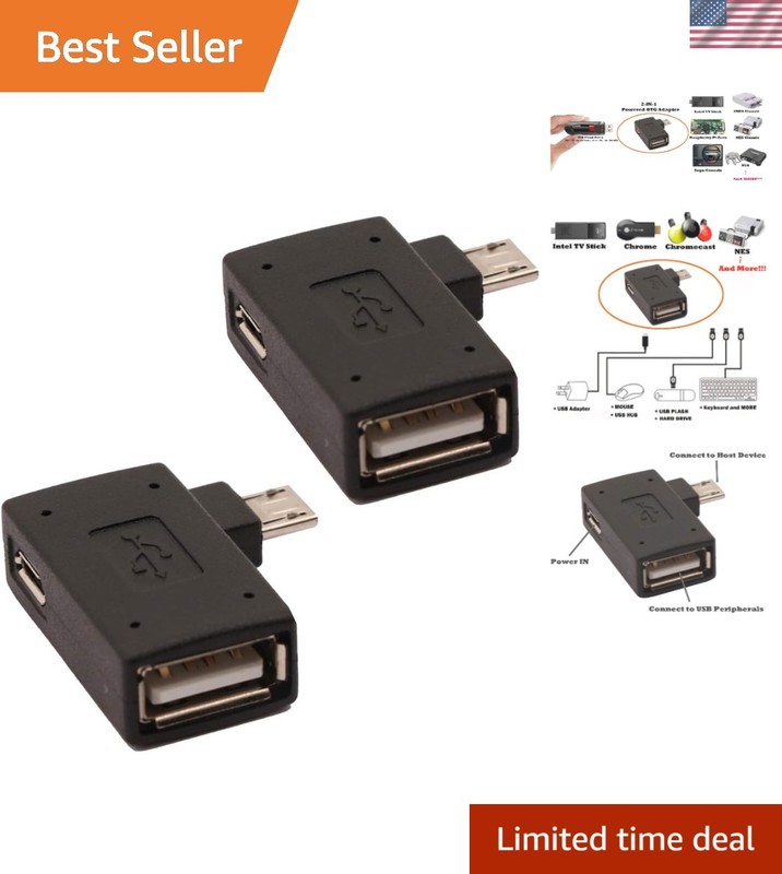 Micro USB to USB OTG Adapter with 90-Degree Connector for FireStick Accessories