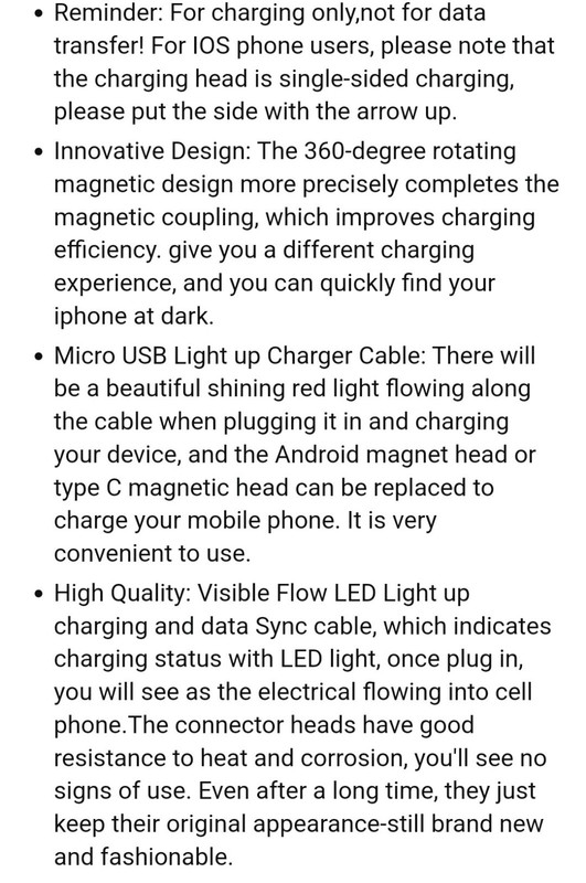 Phone Charger Pink Glowing Candy Flowing Magnetic 3 Attachments gallery