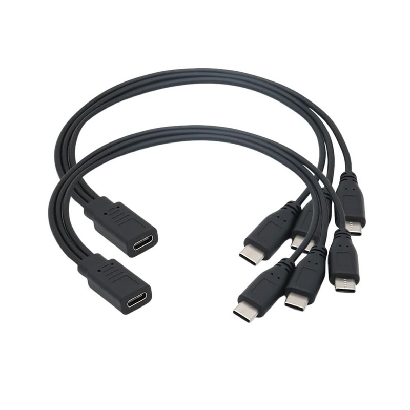 Black USB Type-C Splitter Charging Cable - Charge 3 Devices, 11.8 Inches gallery
