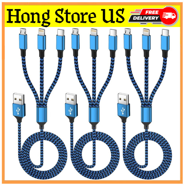 Multi Charging Cable(3Pack 4FT), 3 in 1 Charging Cable for Multiple Devices, USB