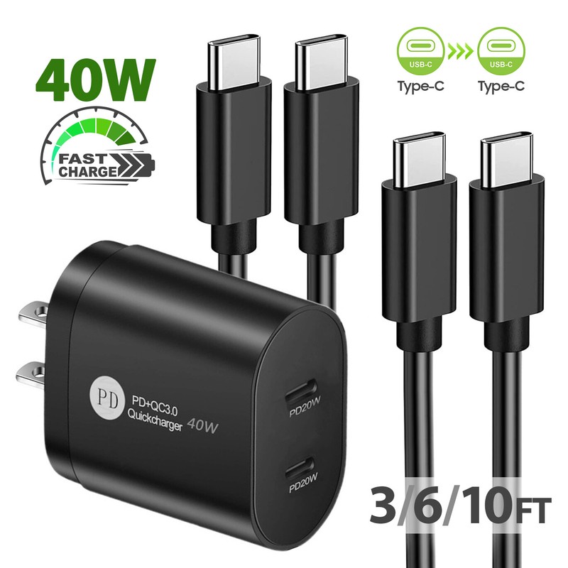 Original OEM 40W USB-C Fast Wall Charger Cord for iPhone 16 /15 Pro Max Plus Lot
