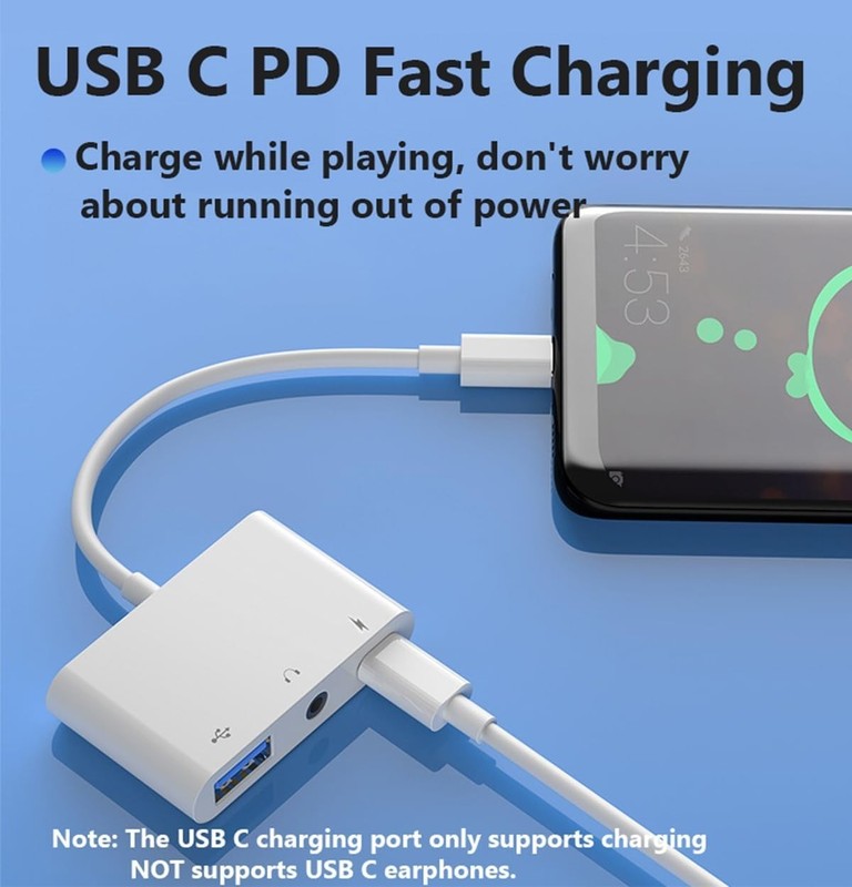 USB C to USB Adapter for Macbook, 3-In-1 USB C to USB-A OTG Splitter with 3.5Mm gallery