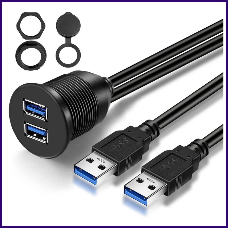Double Ports USB 3.0 Car Flush Mount Cable, USB Dash Mount Adapter gallery