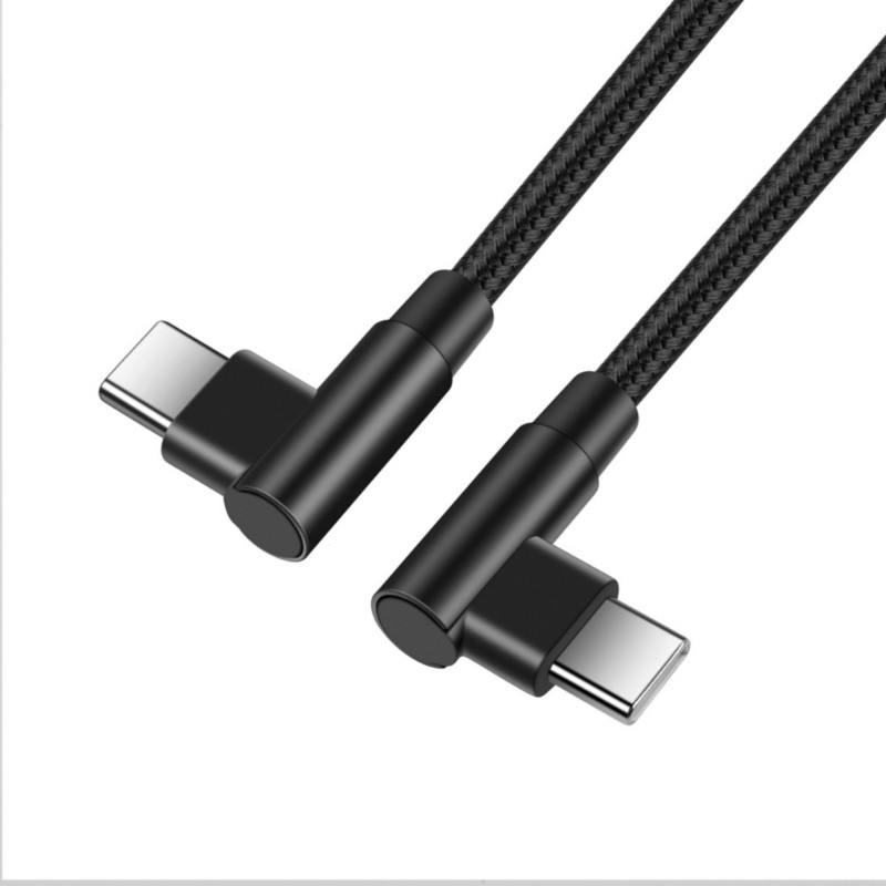 Double Angled Type C To Type C 60W Fast Charging Cable Nylon Braided Durability gallery