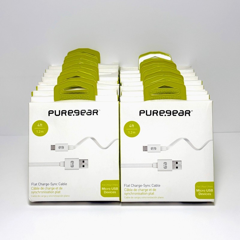 Lot of 18 Pure Gear Micro USB Flat Charge Sync Data Cable 4ft for Android