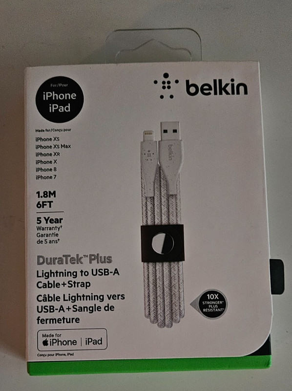 Genuine Belkin USB-A Cable and strap, iPhone / iPad New in packaging