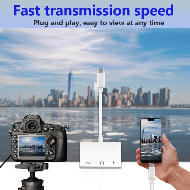 USB C to USB Adapter for MacBook, 3-in-1 USB C to USB-A OTG Splitter with 3.5mm gallery