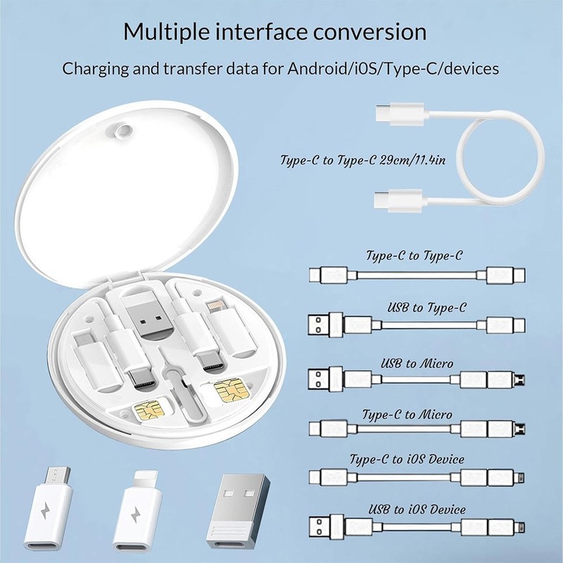 Multifunctional USB Data Cable Kit Storage Box Type C Fast Charging OTG Set gallery