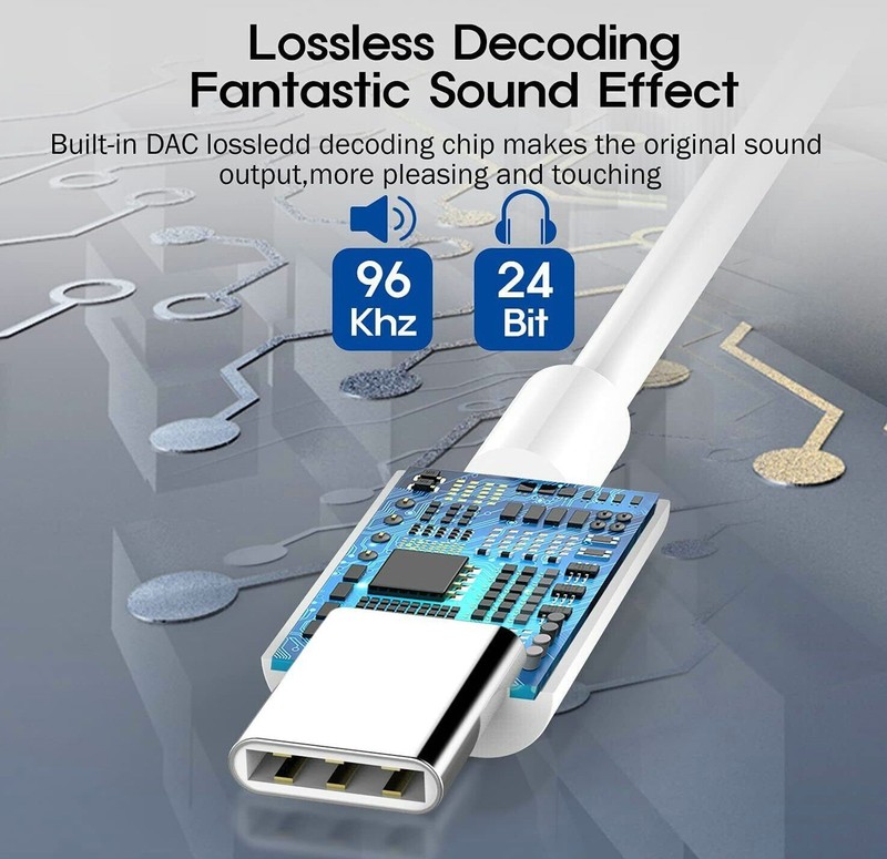 USB-C Type-C to 3.5mm Female AUX Headphone Jack Adapter Cords Universal White gallery