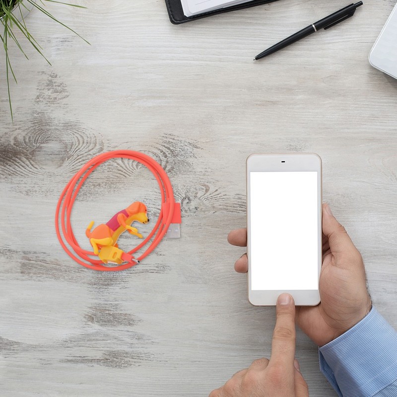 Playful Orange Dog Data Cable 1 Pc Fast Charging Durable Micro USB Cord gallery