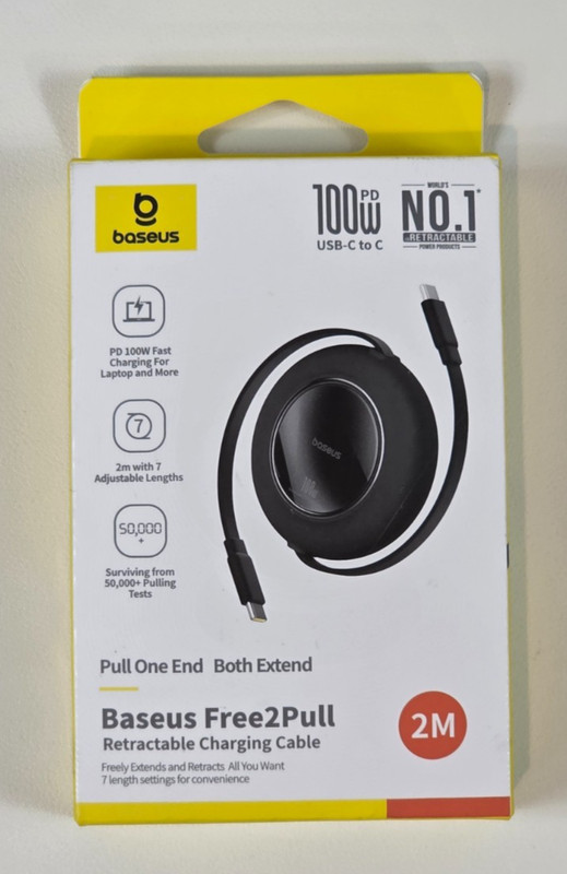 Baseus Free2Pull Retractable USB C to USB C Cable 100W PD 2M 6.6ft Fast Charger