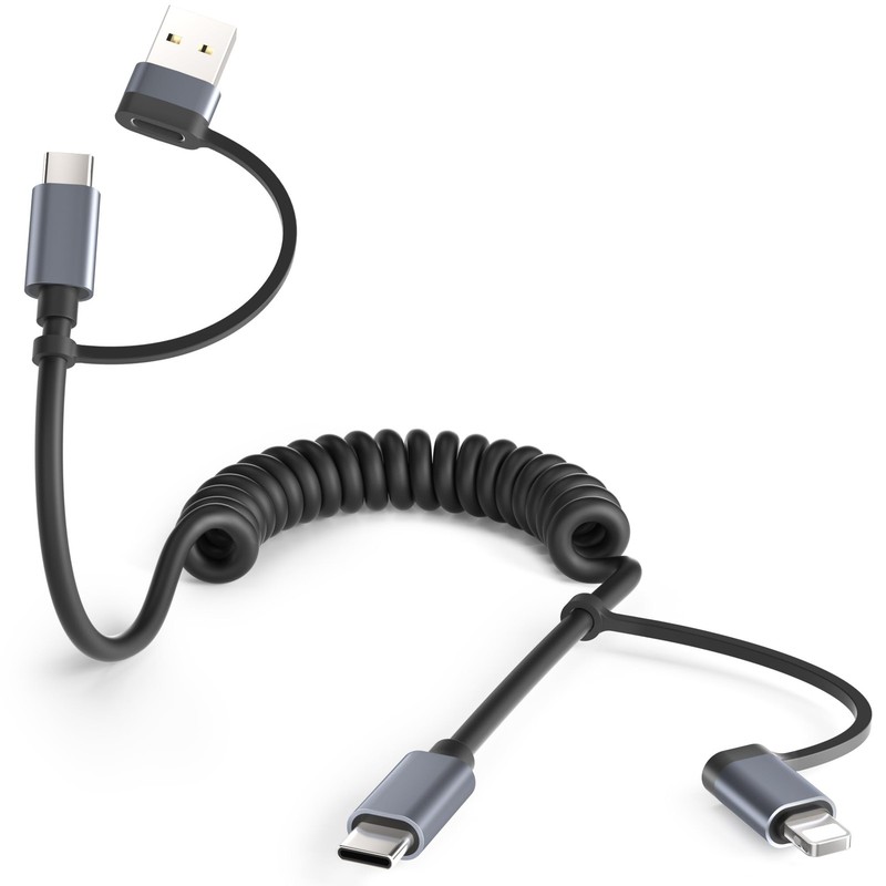 Basesailor for iPhone 17 16 Pro Max Car Charger Cord Coiled 4FT/1.2M, Grey