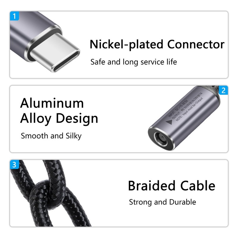 PD 140W DC7450 to USB C Cable DC 7.4mm x 5.0mm Female(7.4 x 0.6mm) Input to T... gallery
