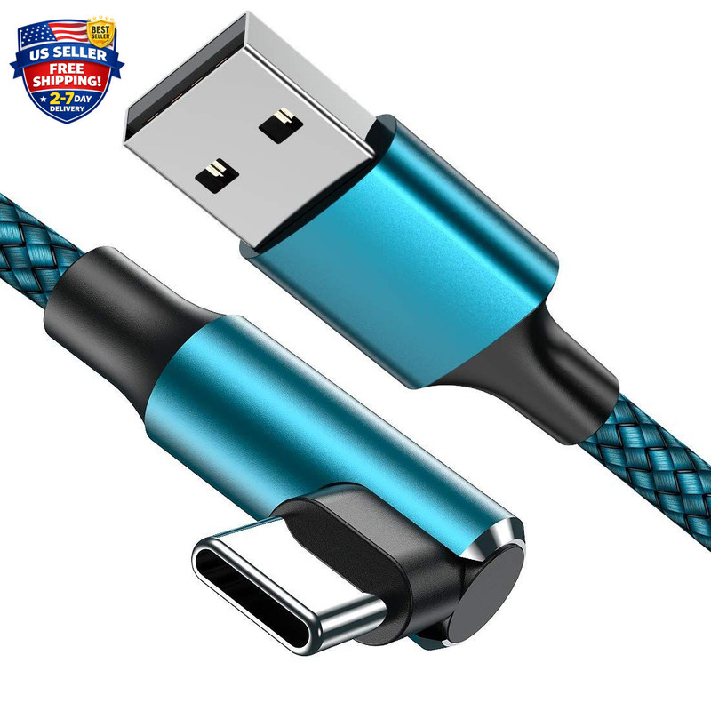 Type C Cable 90 Degrees Right Angle [3-Pack 10Ft] Nylon Braided USB a to USB C F