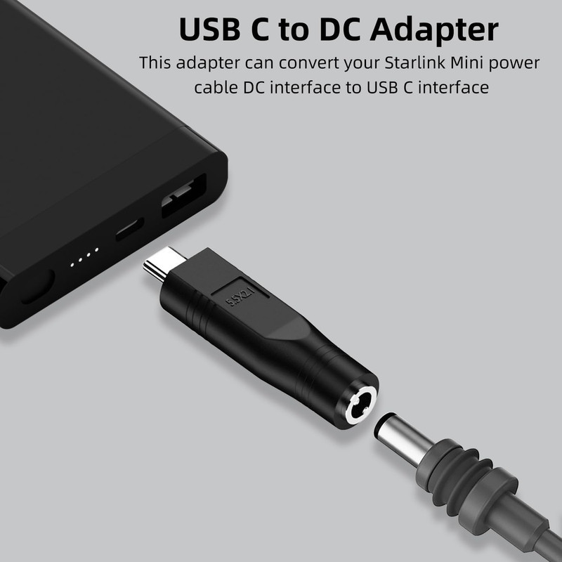 2 Pack USB C Male to DC Female Power Cable Adapter for Starlink Mini, Work with gallery