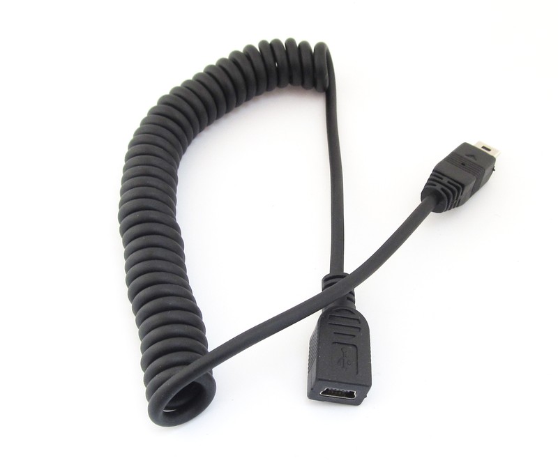 5x 30cm Mini USB 5pin 2.0 Male to Female Extension Spring Retractable Data Cable gallery